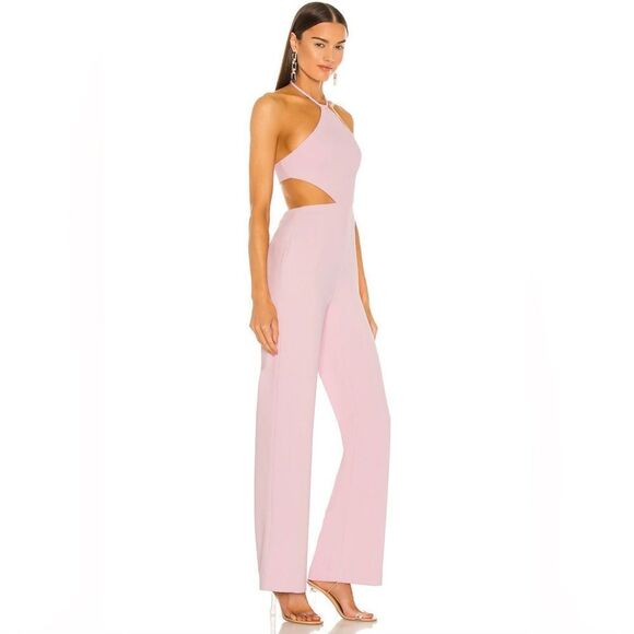 NBD Ronan Jumpsuit in Rose Pink Halter Cut Out Revolve Style